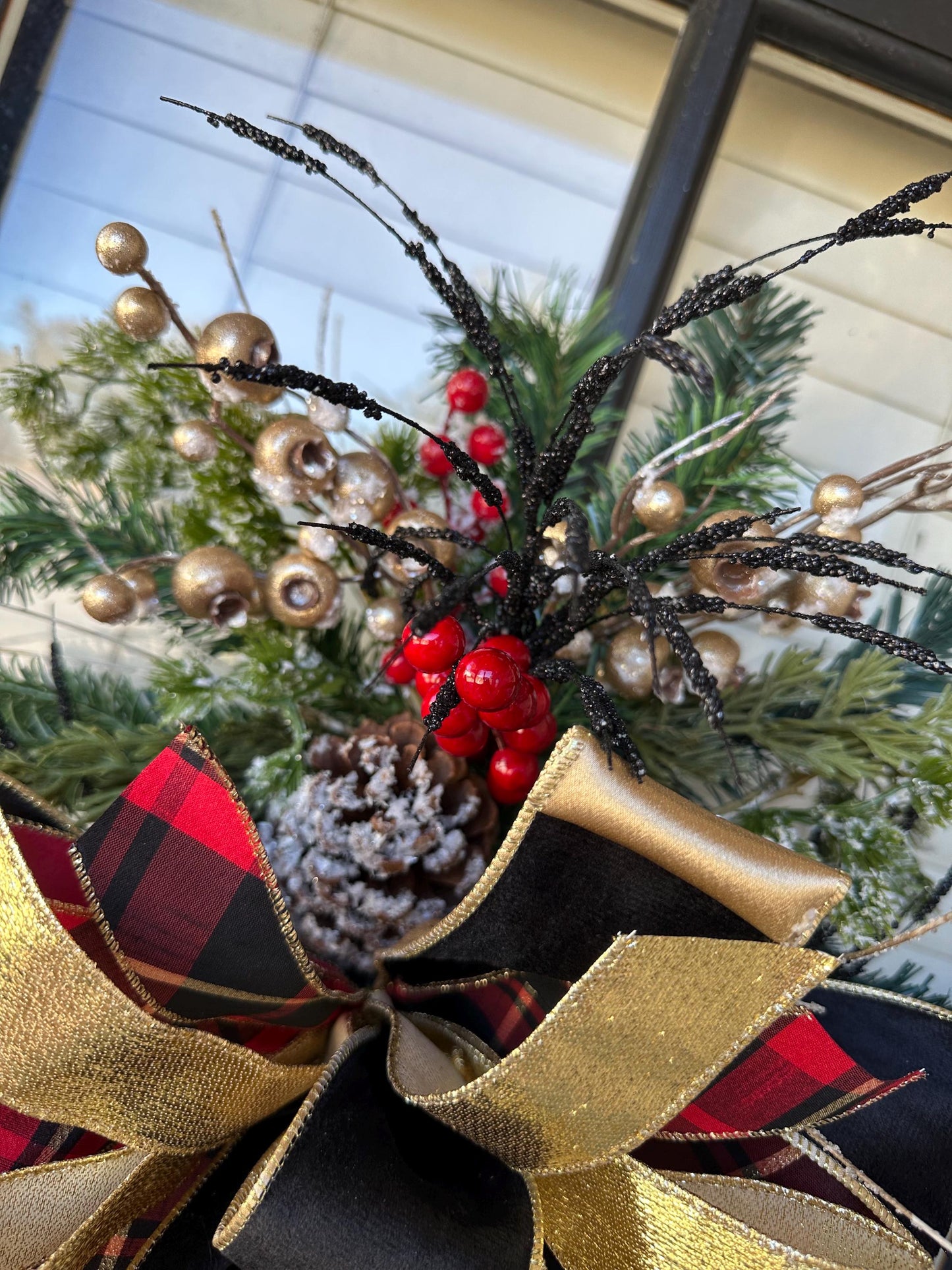 Red and Black Bell Christmas Swag