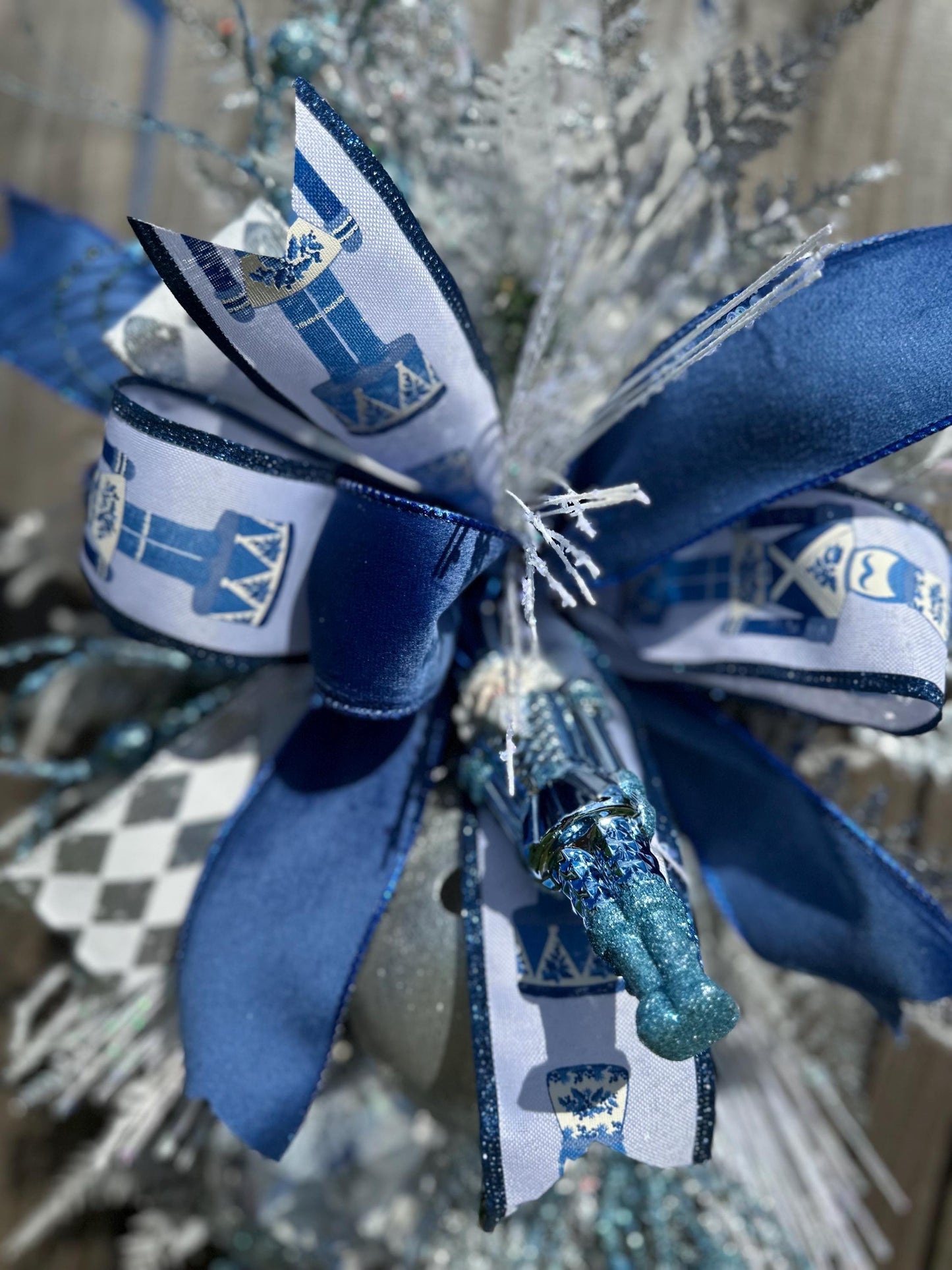 Blue and White Nutcracker Swag