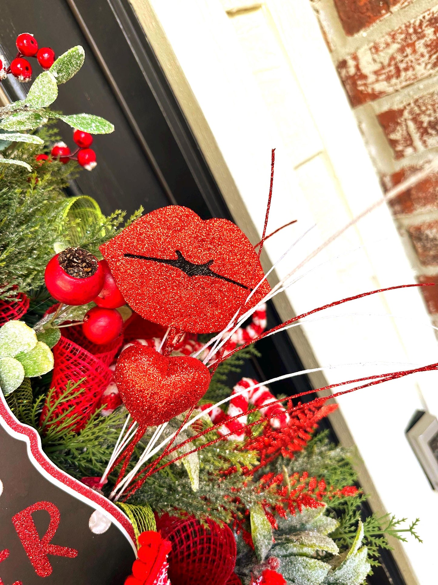 Kiss Kiss “Pucker Up” Christmas Wreath