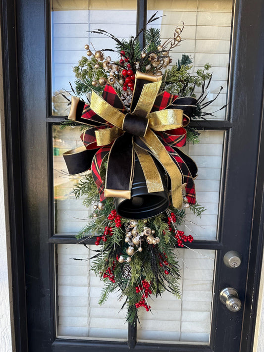 Red and Black Bell Christmas Swag