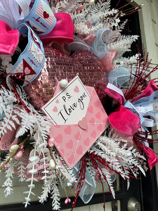 PS I Love You Valentine Wreath