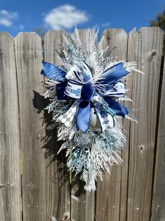 Blue and White Nutcracker Swag