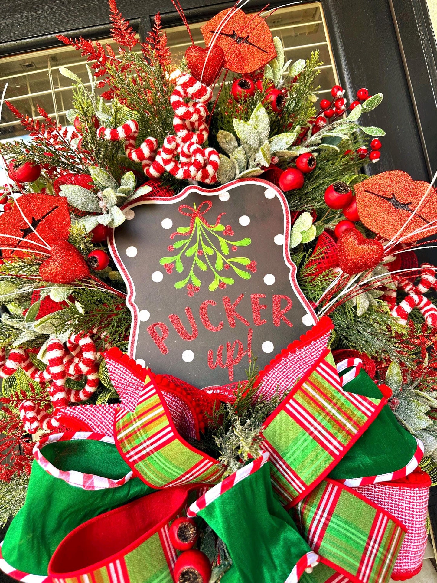 Kiss Kiss “Pucker Up” Christmas Wreath