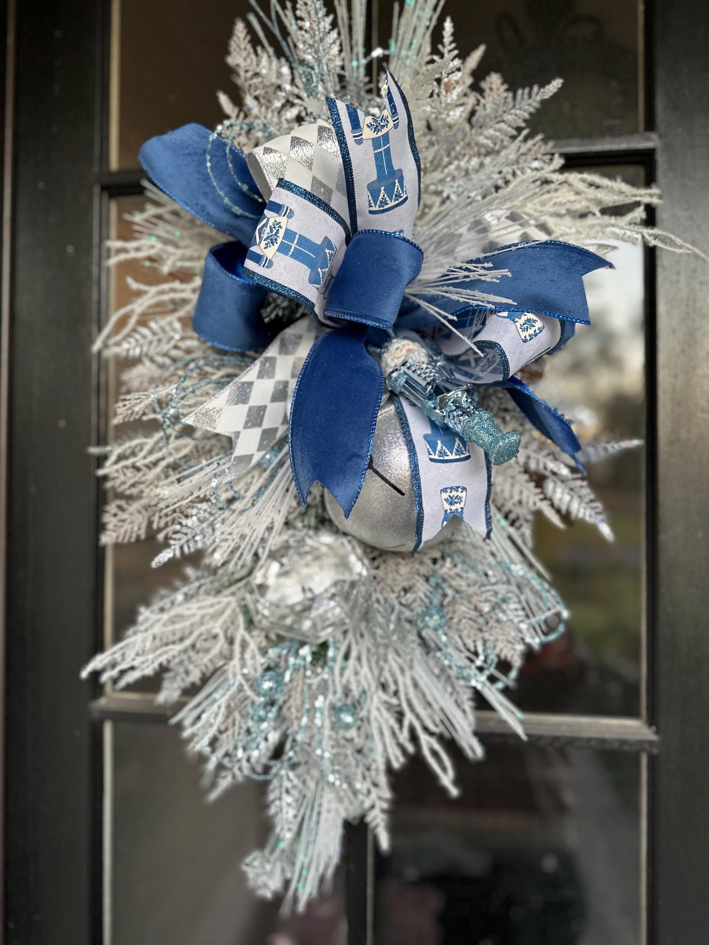 Blue and White Nutcracker Swag