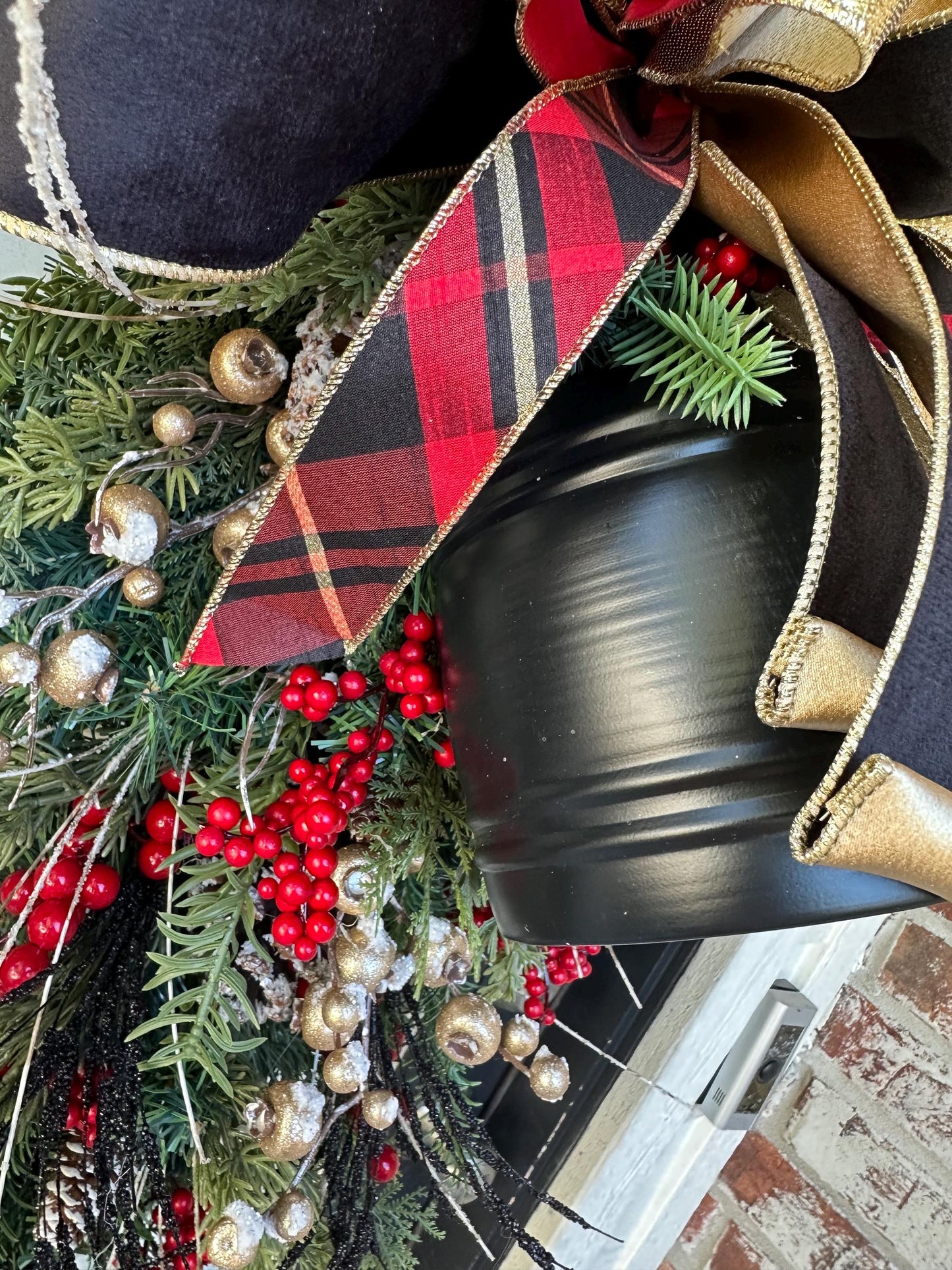 Red and Black Bell Christmas Swag